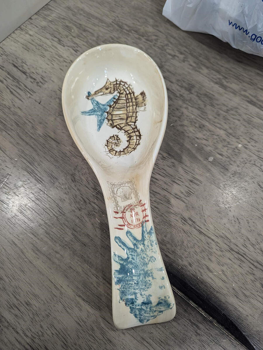 Stamp Seahorse Spoon Rest/Holder (Holds 1 Spoon) by Maxcera Corp-1