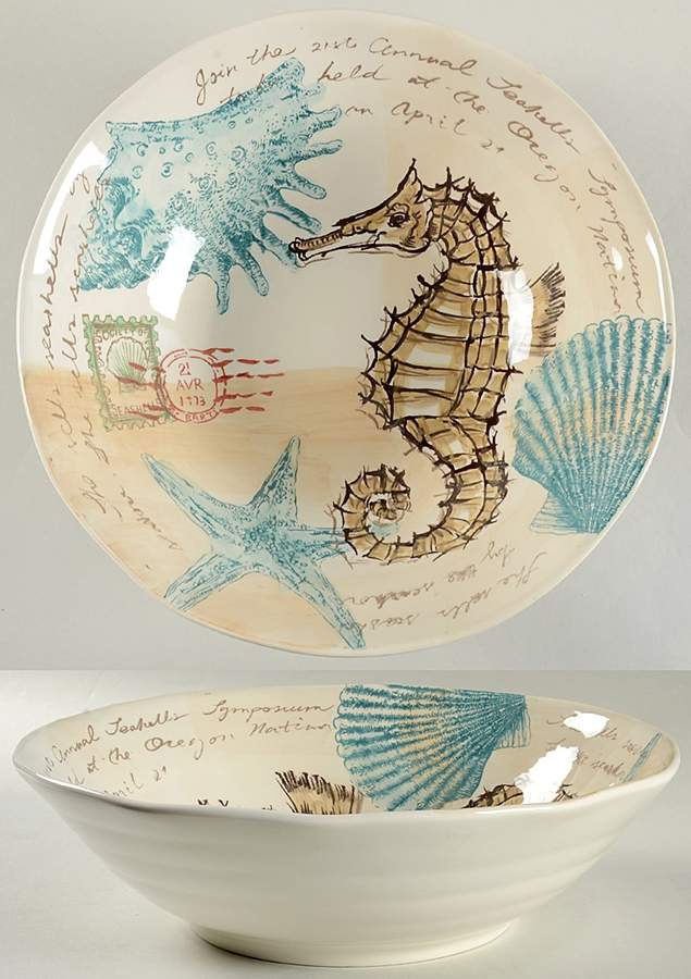 Stamp Seahorse 12" Round Serving Bowl by Maxcera Corp-1