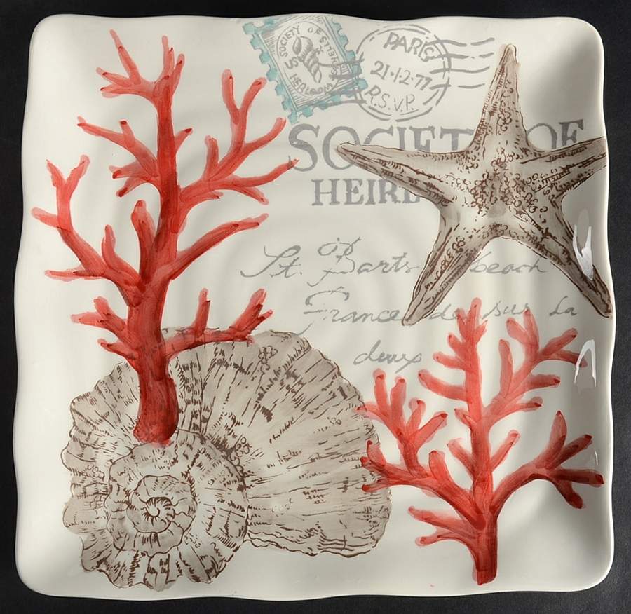Stamp Sealife Square Salad Plate by Maxcera Corp-1