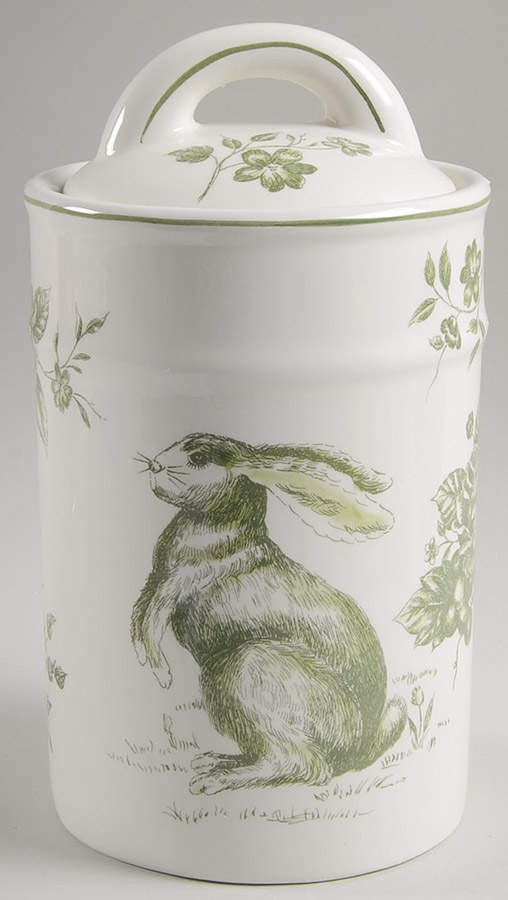 Green and White Toile 7" Storage Jar & Lid by Maxcera Corp-1