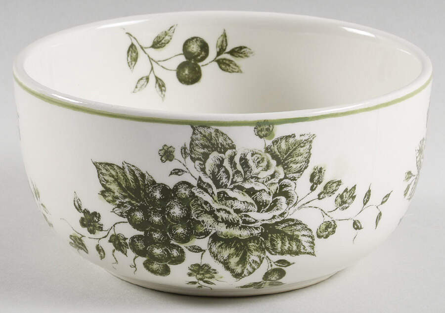 Green and White Toile Soup/Cereal Bowl by Maxcera Corp-1