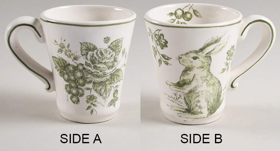 Green and White Toile Mug by Maxcera Corp-1