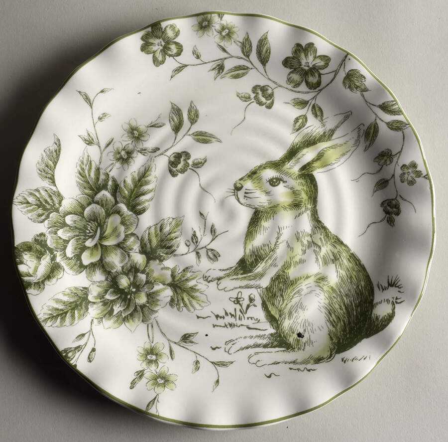 Green and White Toile Luncheon Plate by Maxcera Corp-1
