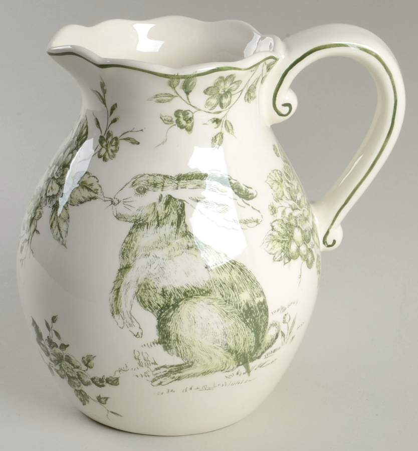 Green and White Toile 84 Oz Pitcher by Maxcera Corp-1