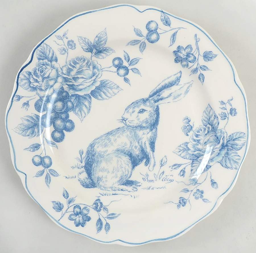 Blue and White Toile Large Dinner Plate by Maxcera Corp-1