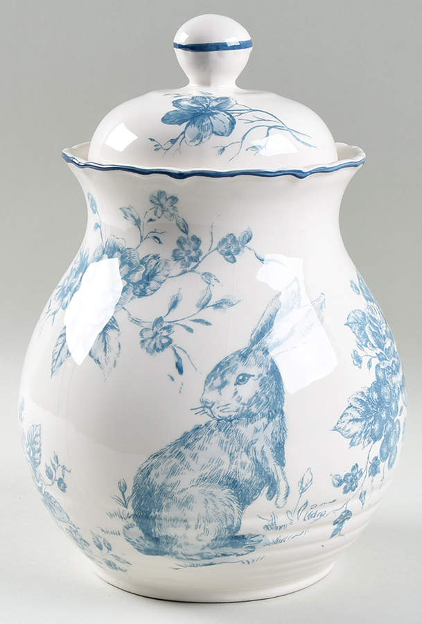 Blue and White Toile Cookie Jar & Lid by Maxcera Corp-1