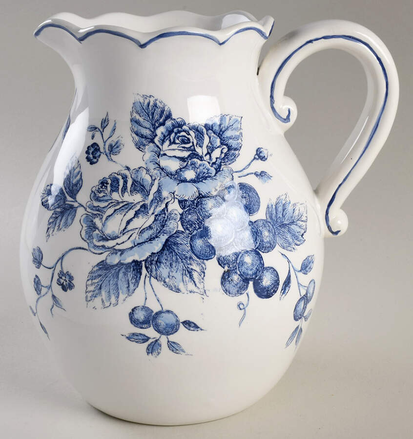Blue and White Toile 80 Oz Pitcher by Maxcera Corp-1
