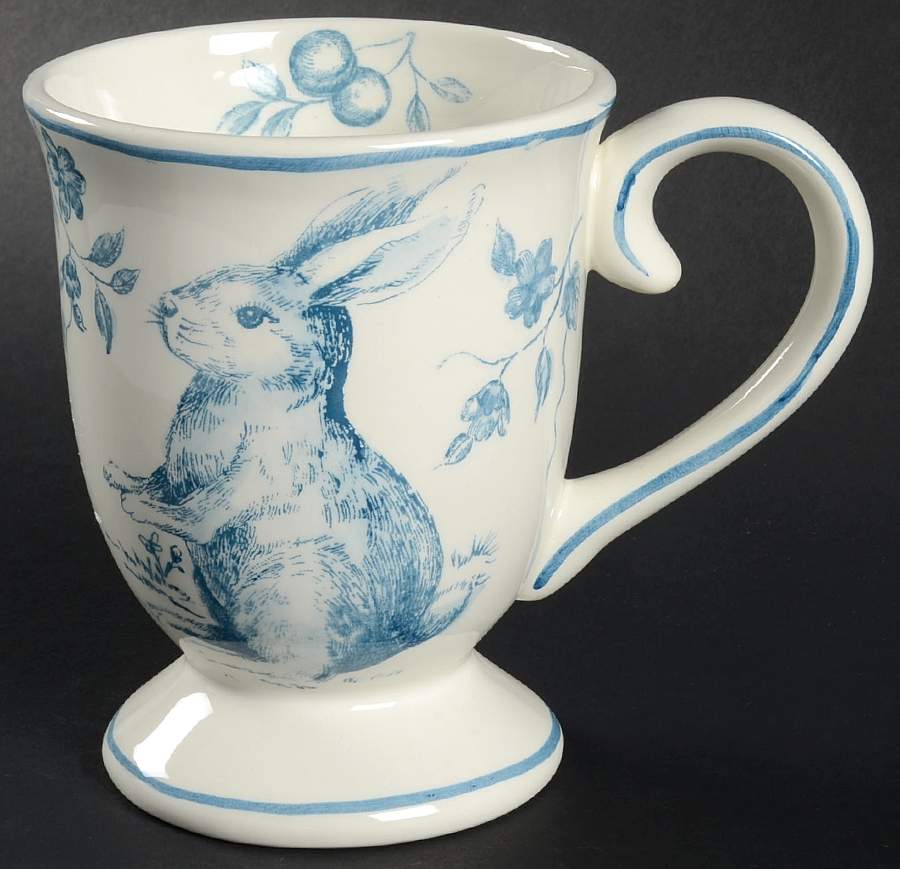 Blue and White Toile Pedestal Mug by Maxcera Corp-1