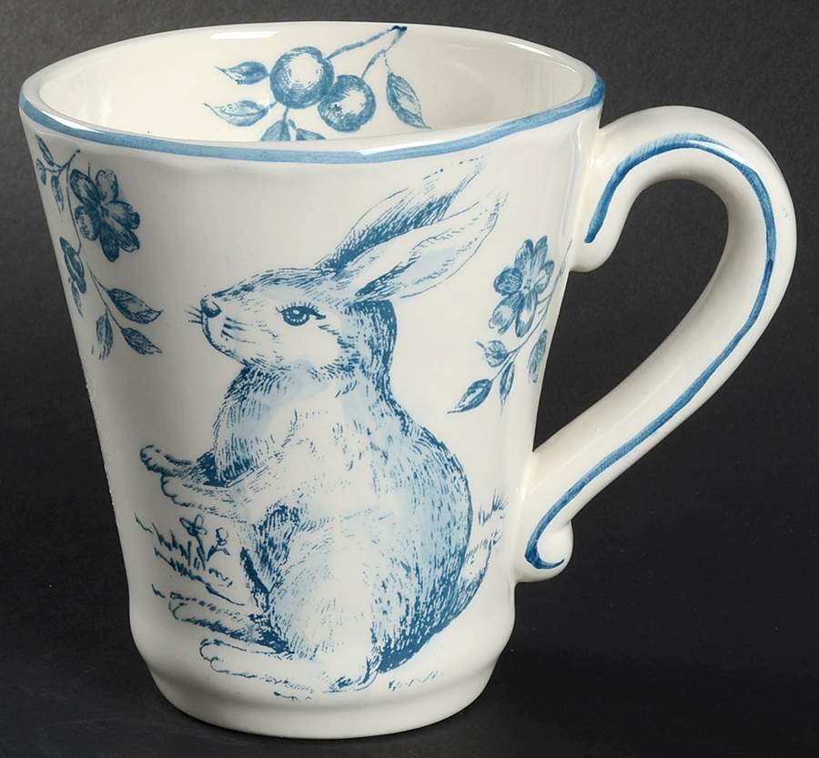 Blue and White Toile Mug by Maxcera Corp-1