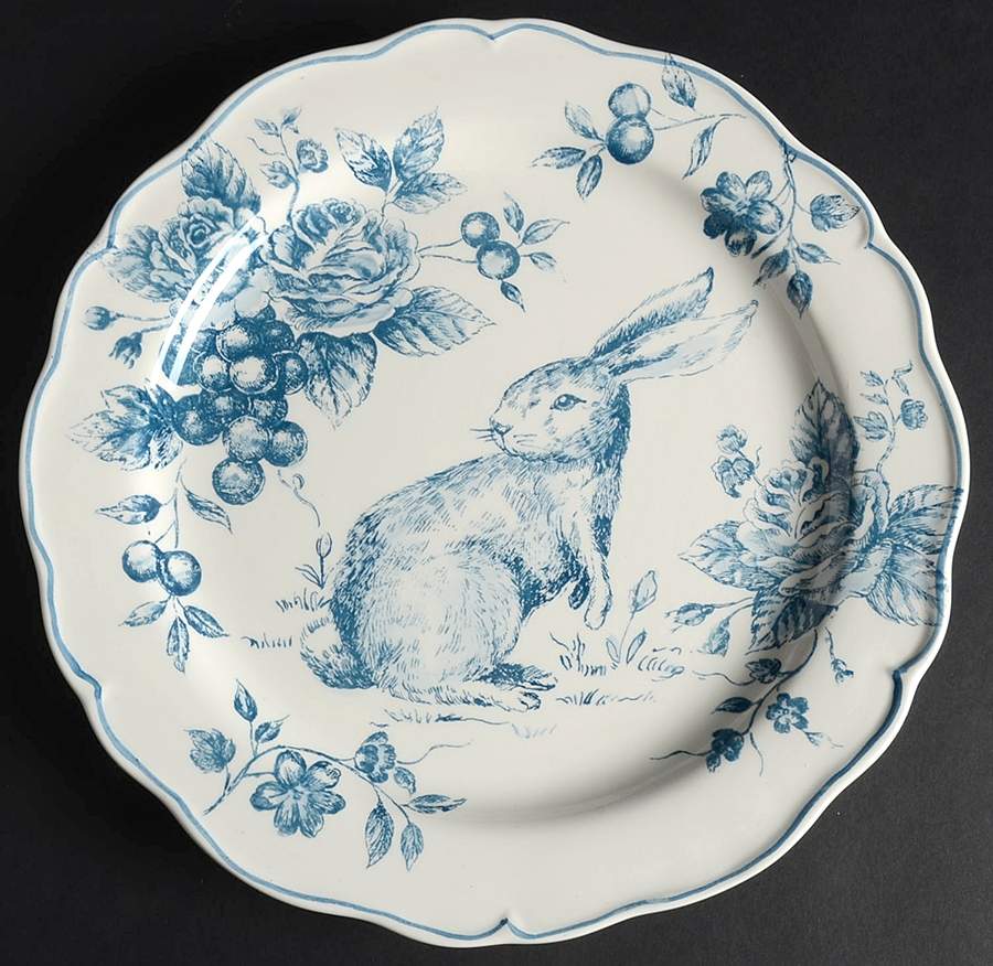 Blue and White Toile Dinner Plate by Maxcera Corp-1