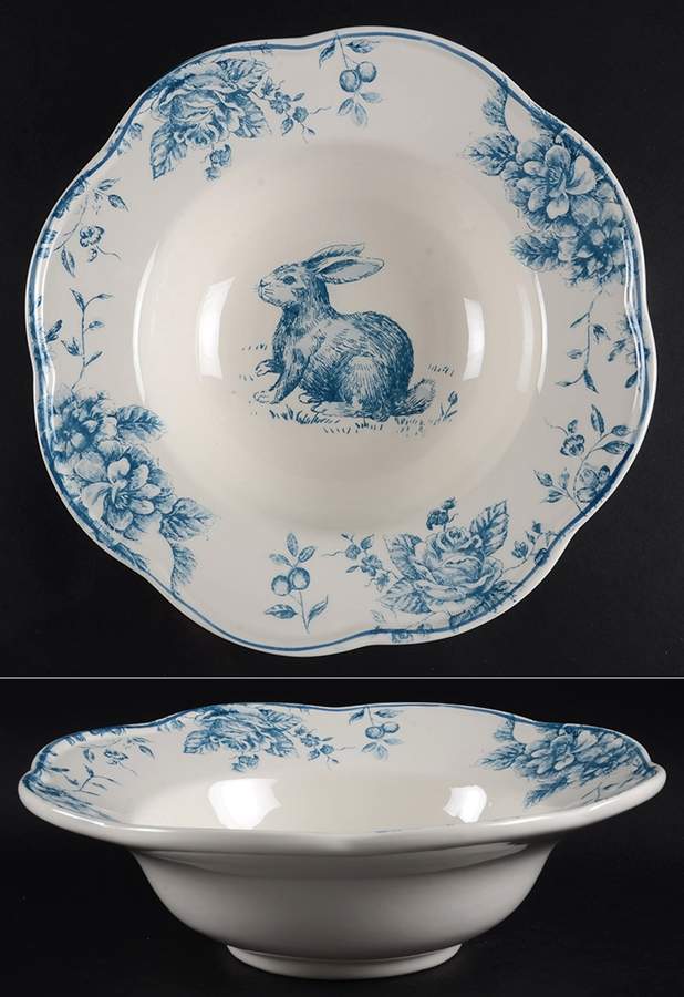Blue and White Toile 10" Round Vegetable Bowl by Maxcera Corp-1