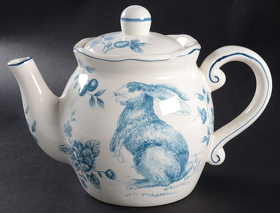 Blue and White Toile Teapot & Lid by Maxcera Corp-1