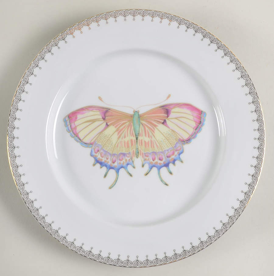 Golden Teardrop Butterfly Dessert/Pie Plate by Mottahedeh-1
