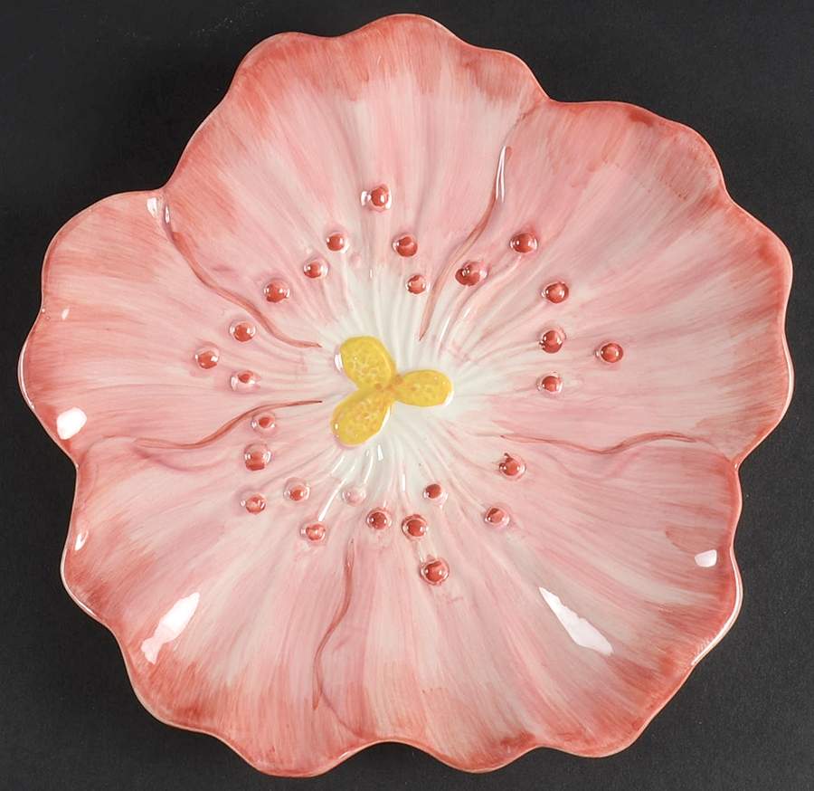 Coral Vanilla Chintz Flower Shape Salad Plate by Maxcera Corp-1