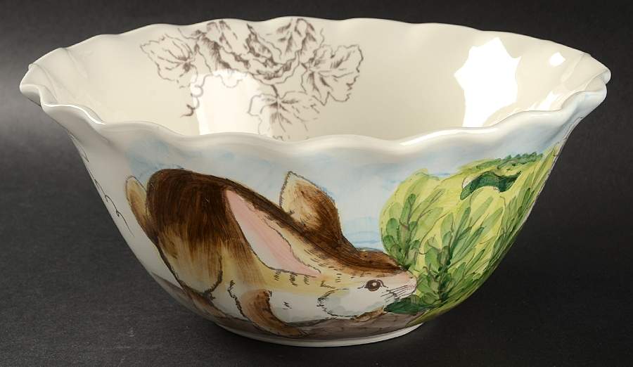 Cabbage Bunny 10" Ruffled Bowl by Maxcera Corp-1