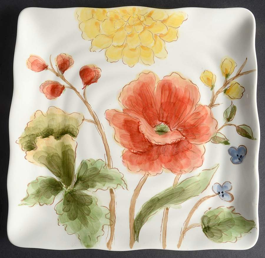 Summer Mum Floral Square Salad Plate by Maxcera Corp-1