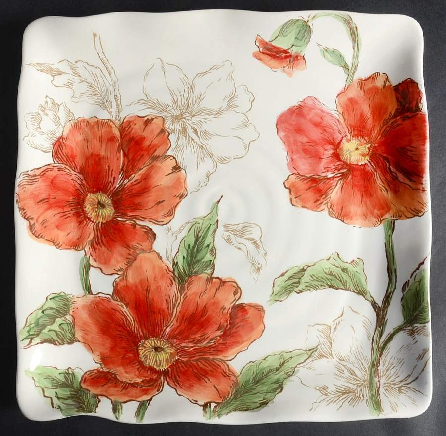 Sketch Poppy Square Dinner Plate by Maxcera Corp-1