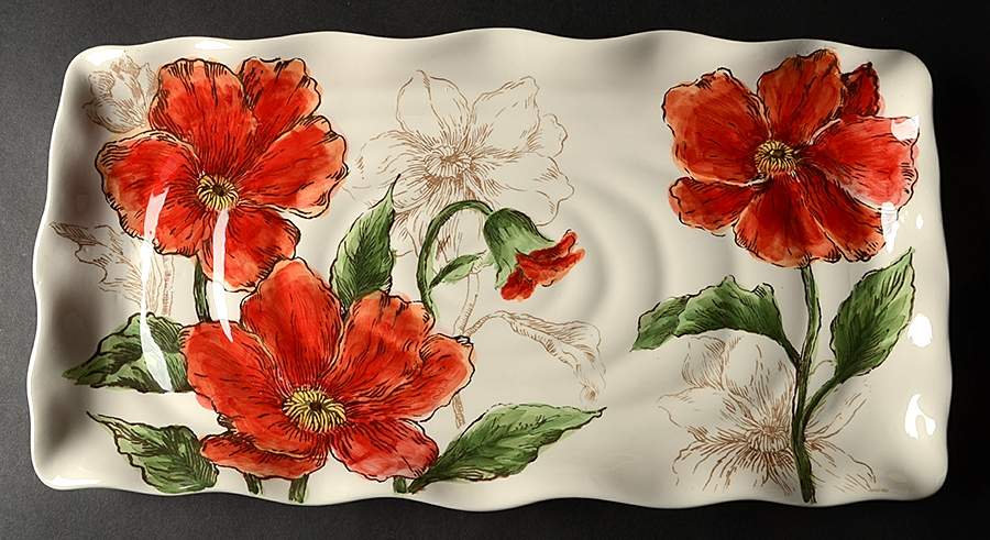Sketch Poppy 17" Rectangular Serving Platter by Maxcera Corp-1