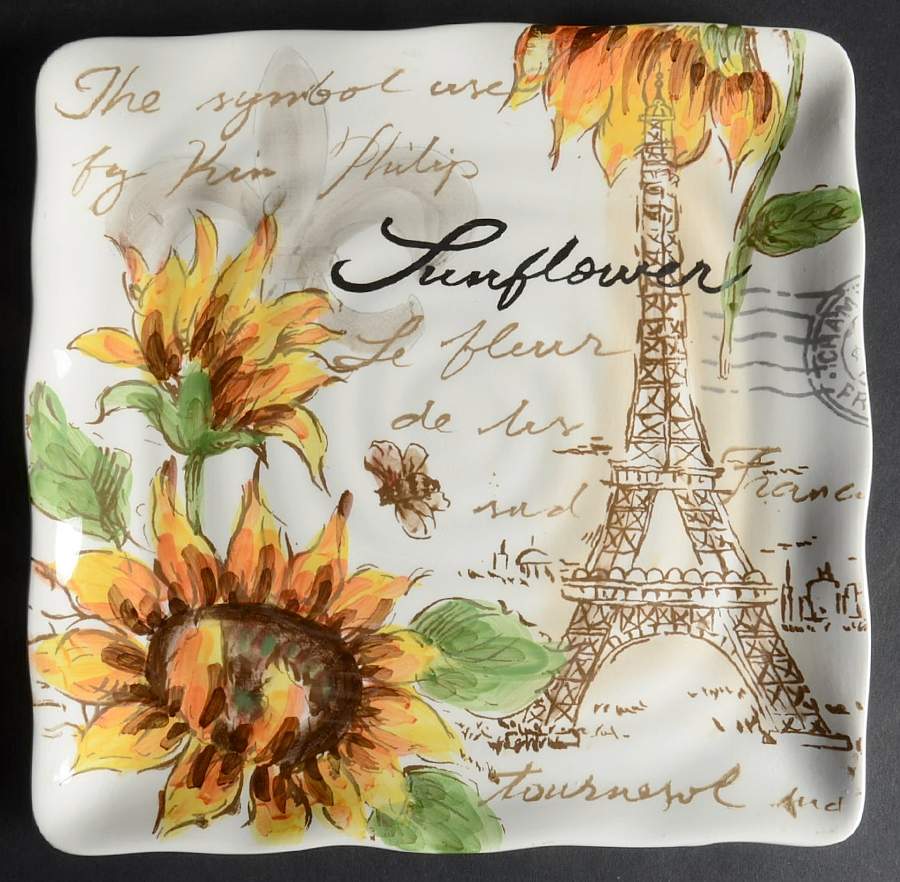 Sunflower & Tower Square Salad Plate by Maxcera Corp-1