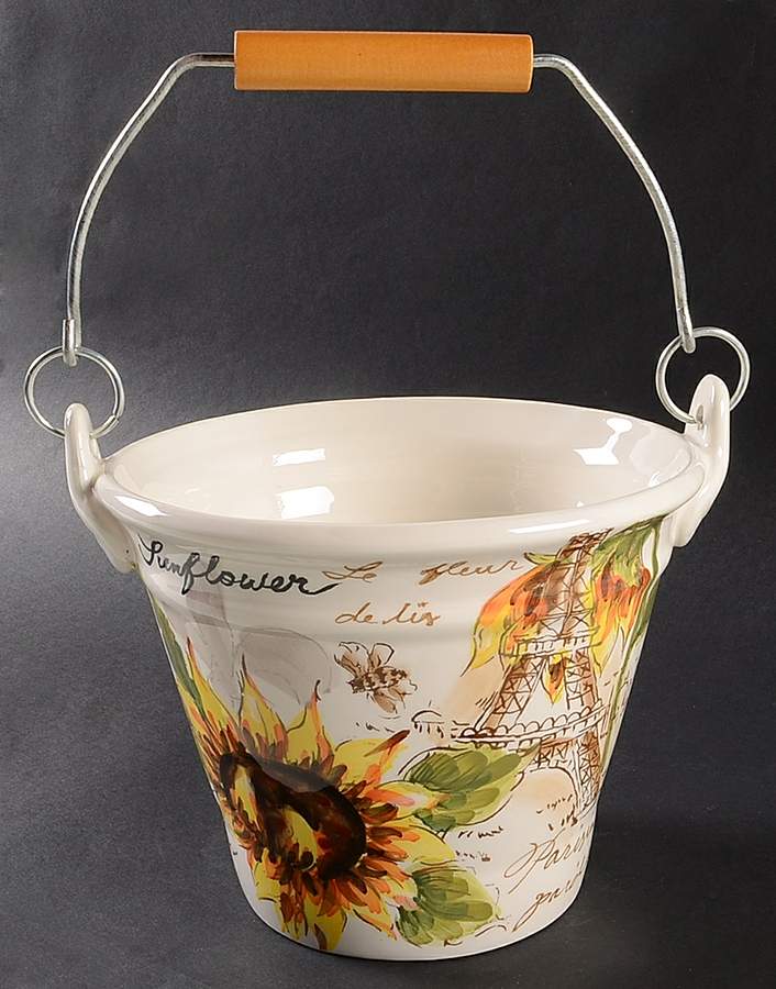 Sunflower & Tower 6" Handled Basket by Maxcera Corp-1