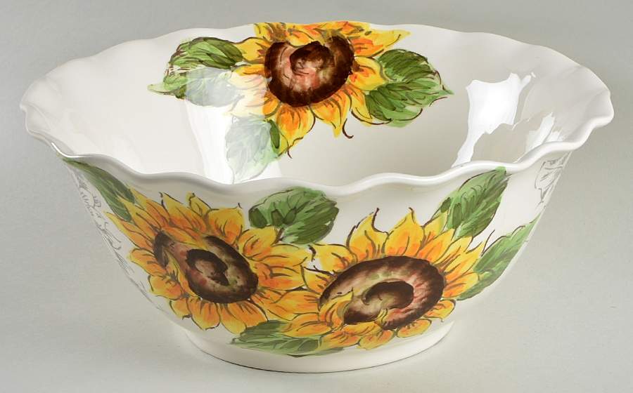 Sketch Sunflower 12" Ruffled Bowl by Maxcera Corp-1