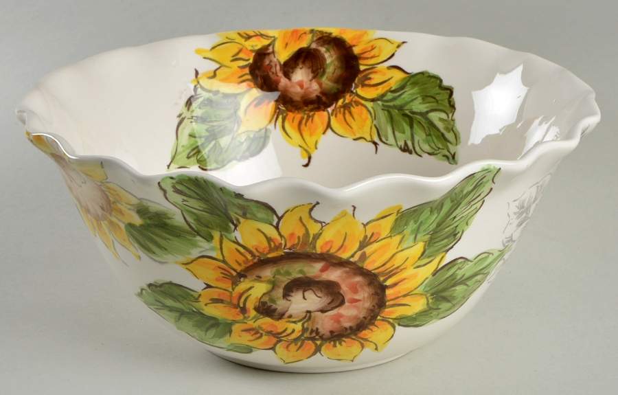 Sketch Sunflower 10" Ruffled Bowl by Maxcera Corp-1