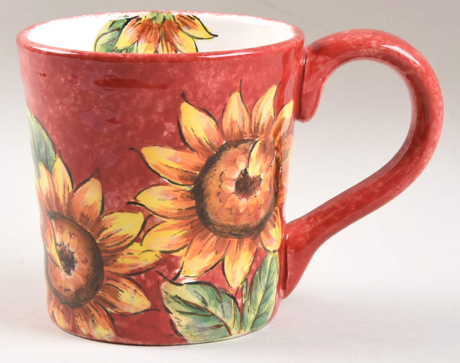 Red Spatter Sunflower Mug by Maxcera Corp-1