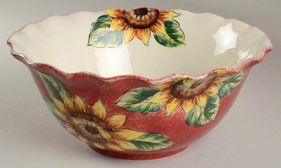 Red Spatter Sunflower 12" Round Serving Bowl by Maxcera Corp-1