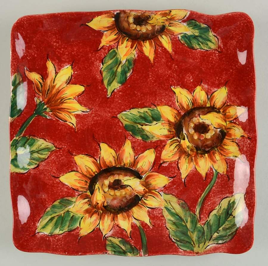 Red Spatter Sunflower Dinner Plate by Maxcera Corp-1