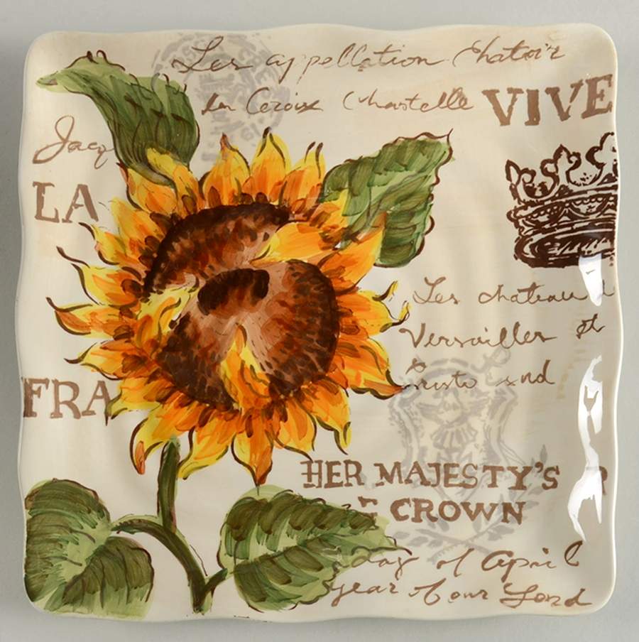 Sunflower Crown Square Salad Plate by Maxcera Corp-1