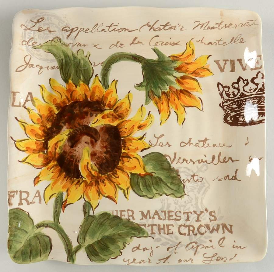 Sunflower Crown Square Dinner Plate by Maxcera Corp-1