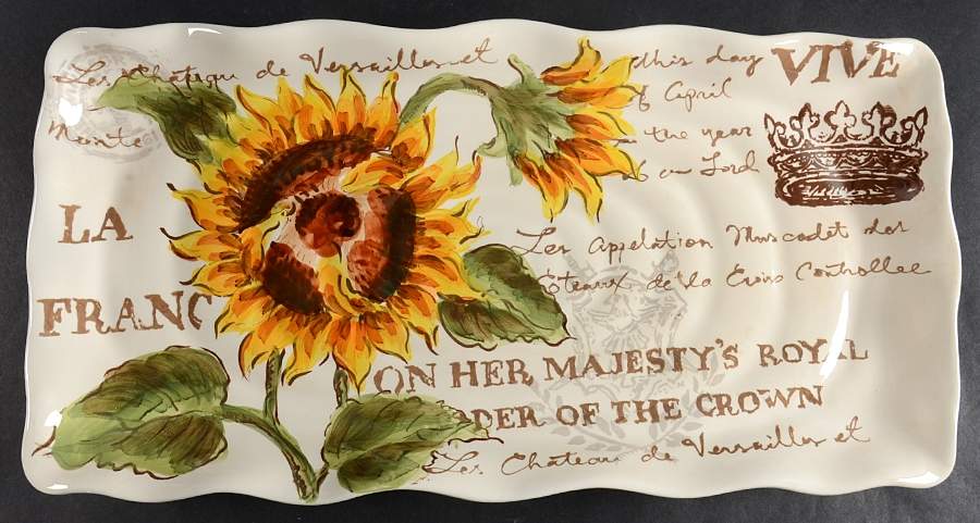Sunflower Crown 17" Rectangular Serving Platter by Maxcera Corp-1