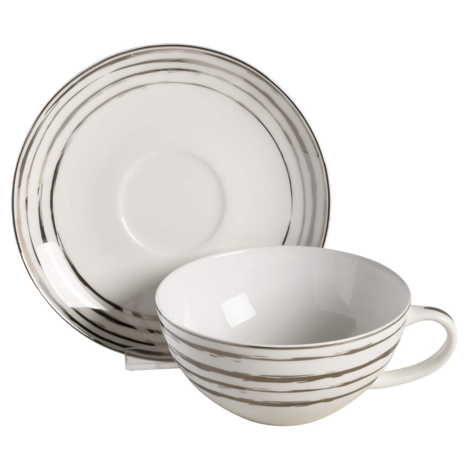 Swirl Platinum Flat Cup & Saucer Set by Mikasa-1