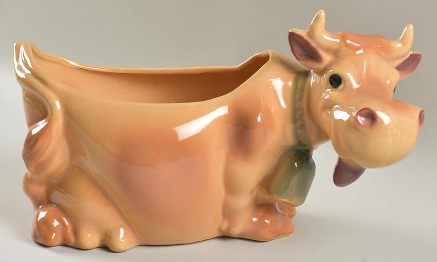 Cow with Cat Cookie Jar No Lid by Nelson McCoy-1