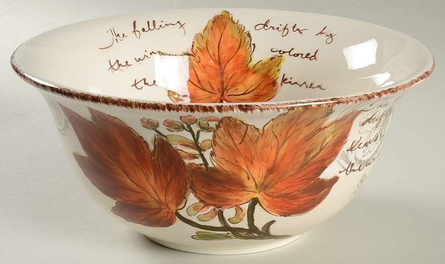 Golden Leaves 9" Round Vegetable Bowl by Maxcera Corp-1