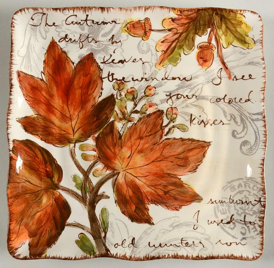 Golden Leaves Square Salad Plate by Maxcera Corp-1
