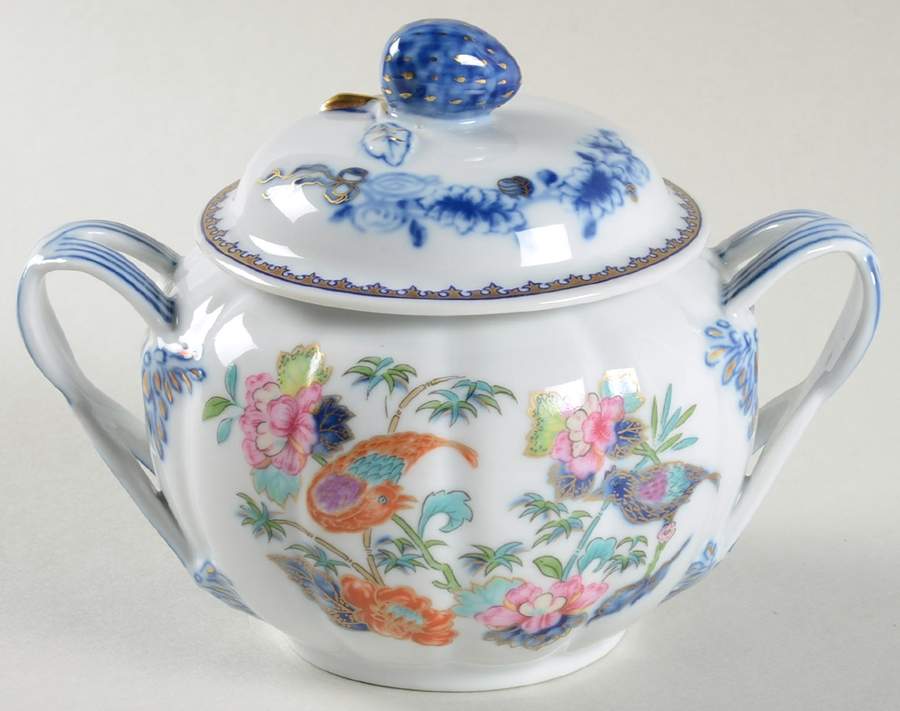 Bamboo and Birds Sugar Bowl & Lid by Mottahedeh-1