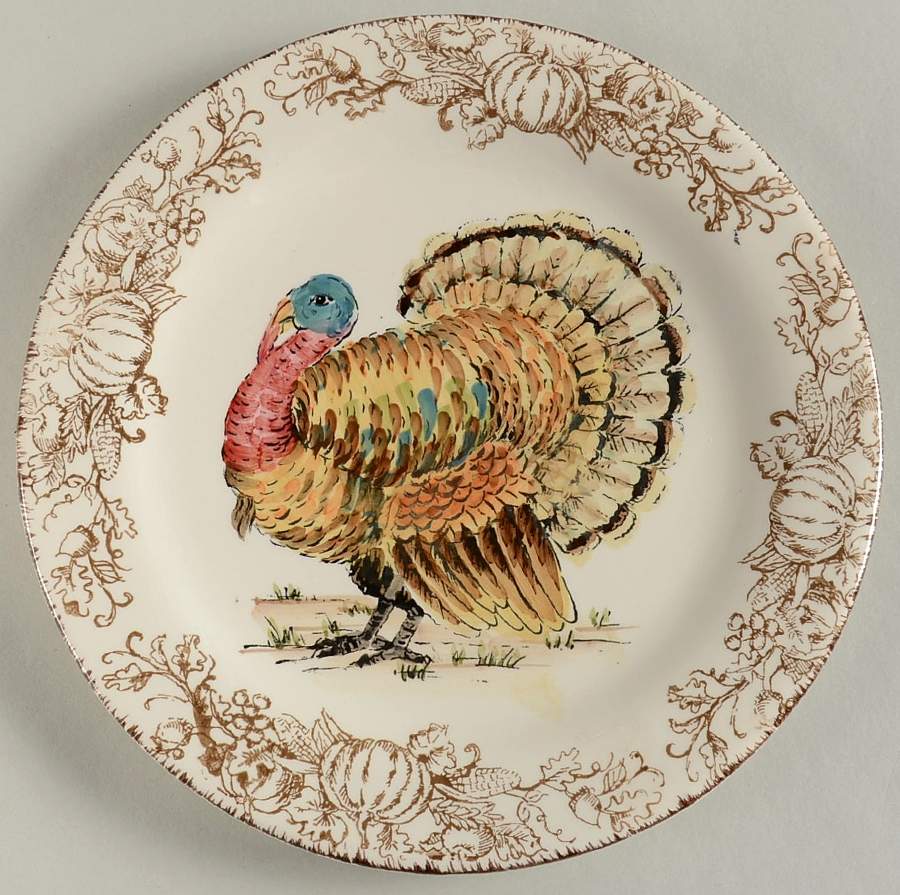 Turkey Toile Salad Plate by Maxcera Corp-1
