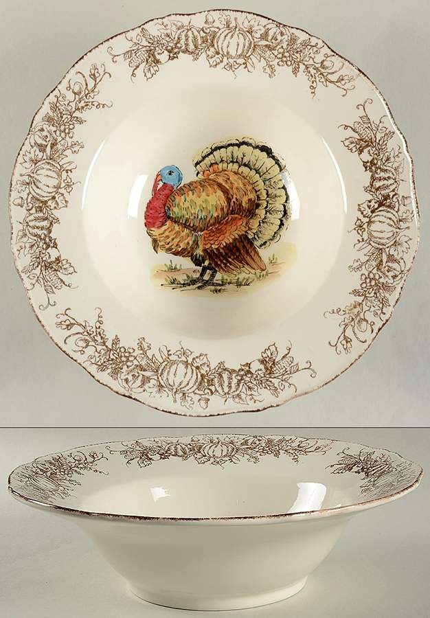 Turkey Toile 12" Large Salad Serving Bowl by Maxcera Corp-1