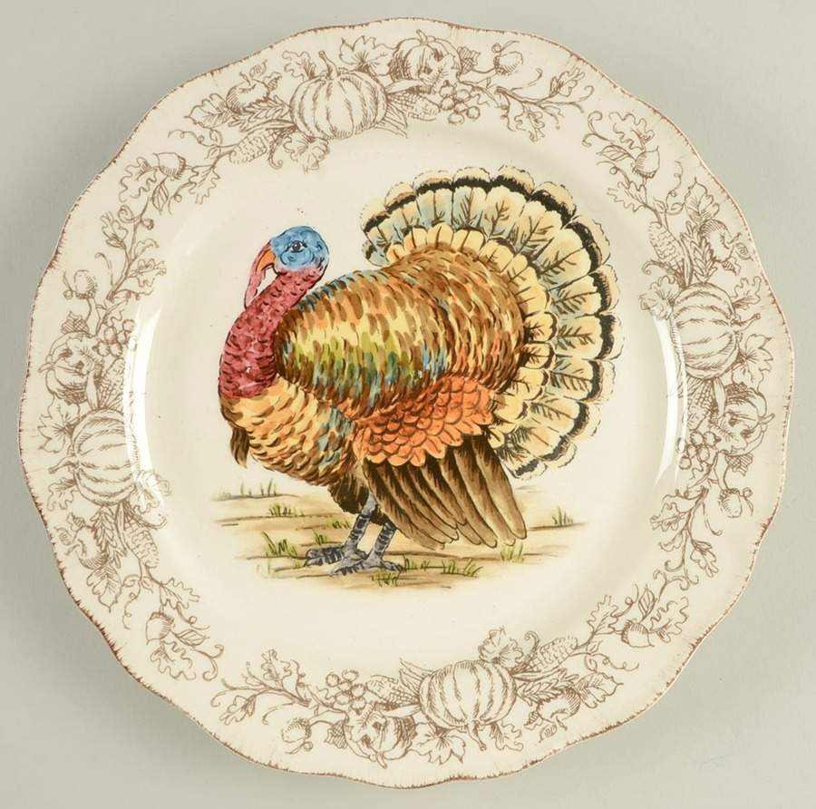 Turkey Toile Salad Plate by Maxcera Corp-1