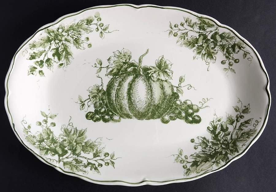 Pumpkin Toile 14" Oval Serving Platter by Maxcera Corp-1