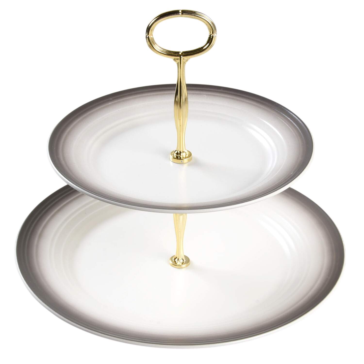 Swirl-Ombre Mocha 6 5/8"-10"  2 Tiered Serving Tray (Dp, Sp) HC by Mikasa-1