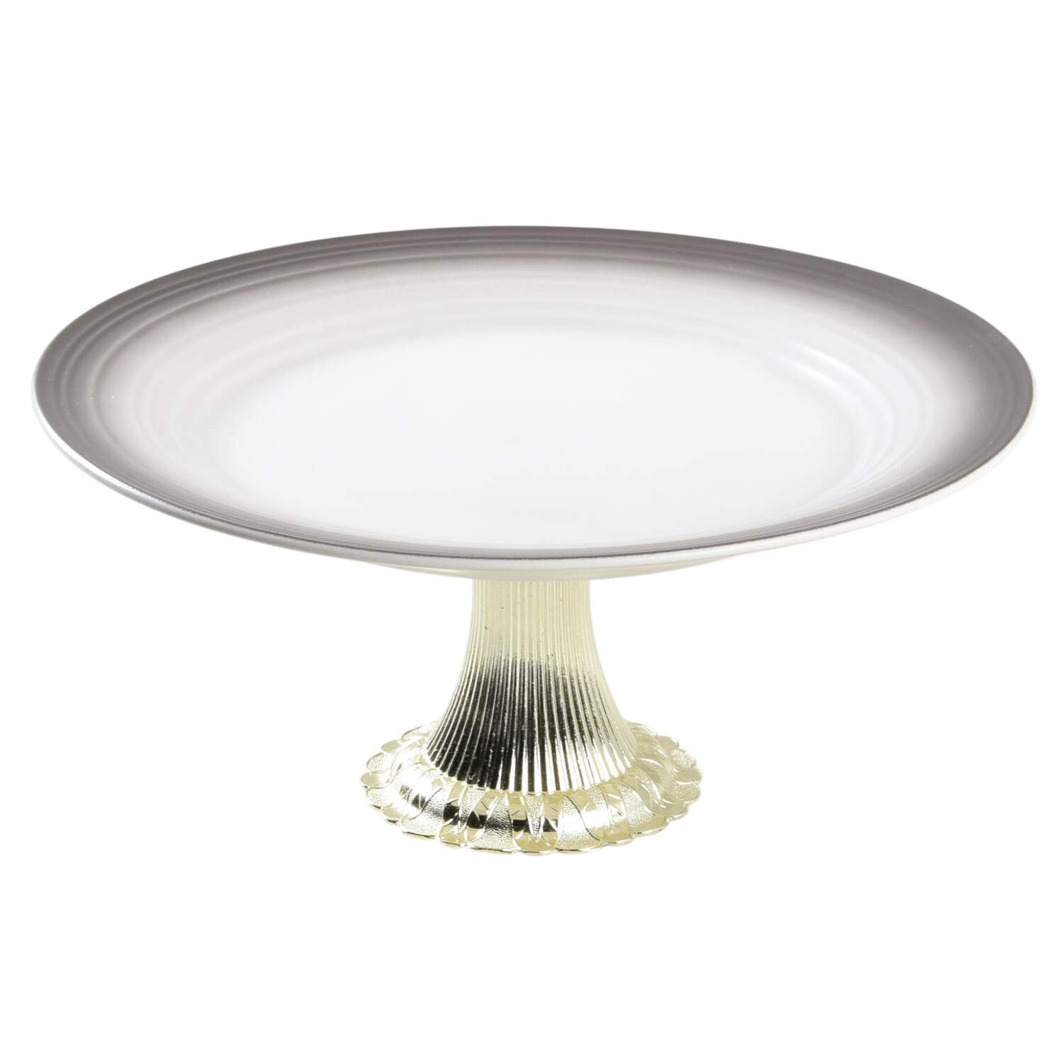 Swirl-Ombre Mocha Cake Stand with 4"-5" Metal Pedestal  Hc by Mikasa-1