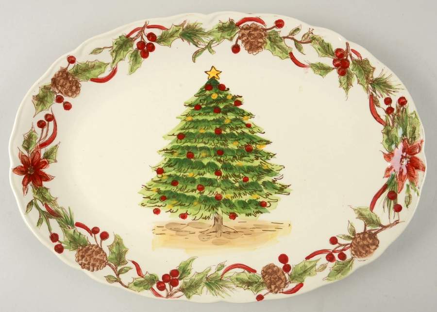 Tree & Bough 14" Oval Serving Platter by Maxcera Corp-1