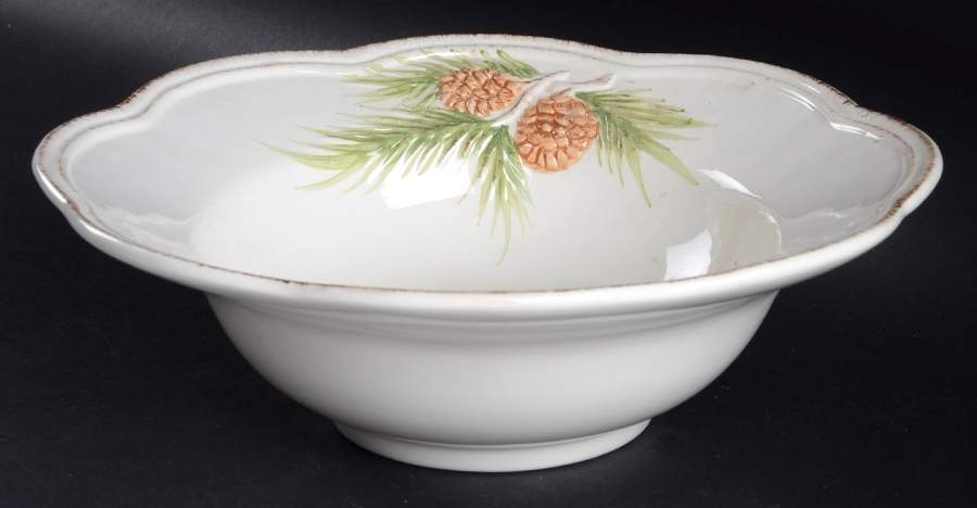 Snowy Pinecone 9" Round Vegetable Bowl by Maxcera Corp-1