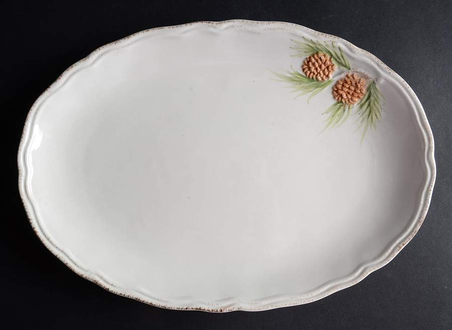 Snowy Pinecone 14" Oval Serving Platter by Maxcera Corp-1