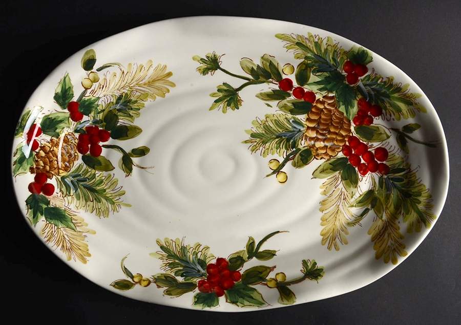Yuletide Bough 17" Oval Serving Platter by Maxcera Corp-1