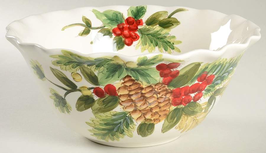 Yuletide Bough 9" Round Vegetable Bowl by Maxcera Corp-1
