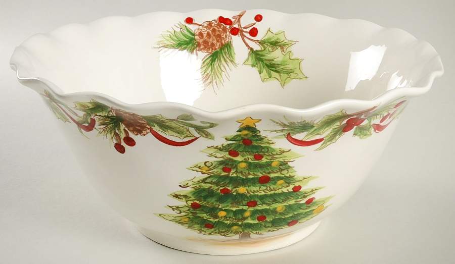 Yuletide Bough 12" Round Vegetable Bowl by Maxcera Corp-1