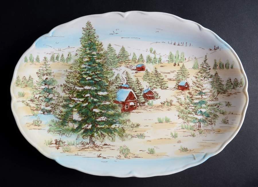 Snowville 14" Oval Serving Platter by Maxcera Corp-1